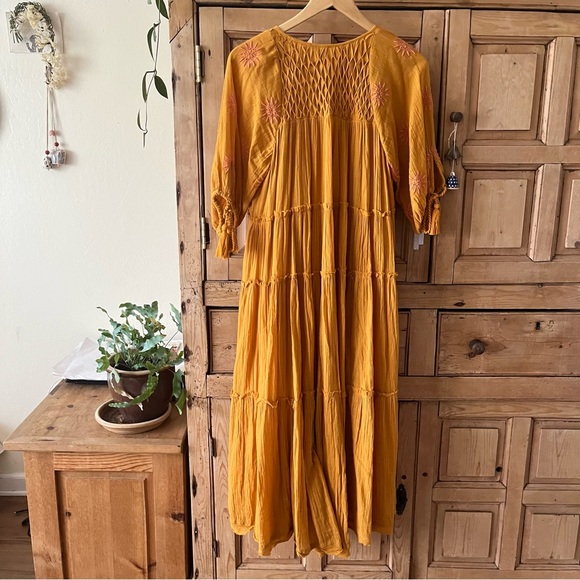 🔶Free People Celestial Skies Midi Dress Marigold, size S 🔶 - Picture 5 of 13